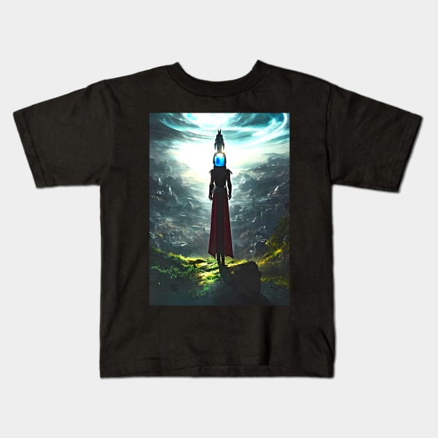 Human/Alien War - Ancient Inquisitor - AI Generated Sci Fi Concept Art - Kids T-Shirt by AfroMatic